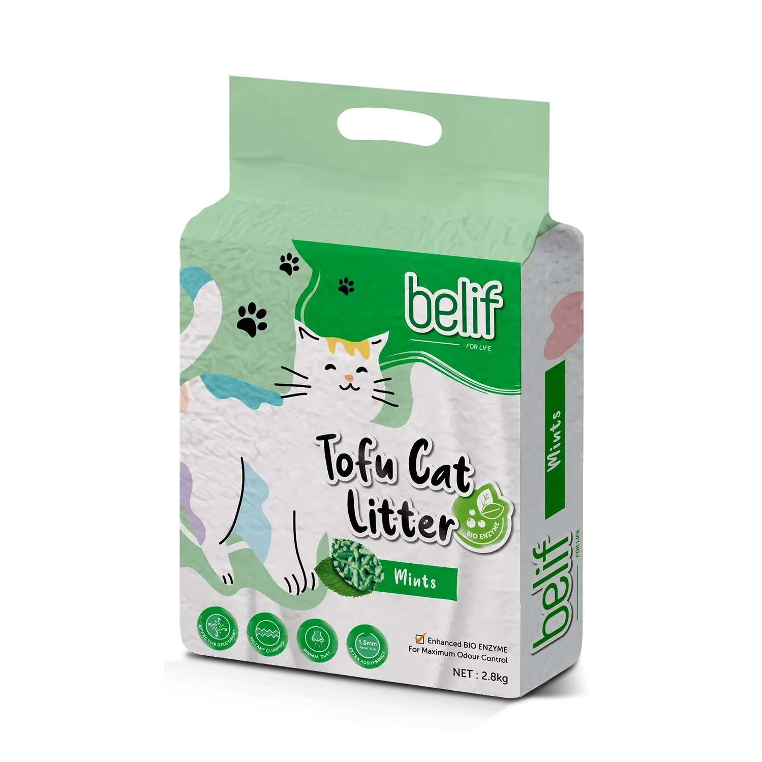 Belif Tofu Cat Litter with Bio Enzyme, Mint Scented 2.8kg/7L