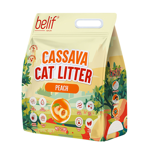 Belif Cassava Plant-Based Natural Cat Litter,  Peach Scented 2.5kg / 6L