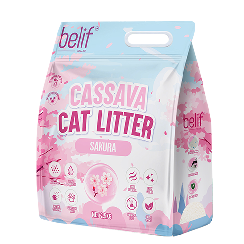 Belif Cassava Plant-Based Natural Cat Litter, Sakura Scented 2.5kg / 6L