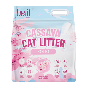 Belif Cassava Plant-Based Natural Cat Litter, Sakura Scented 2.5kg / 6L